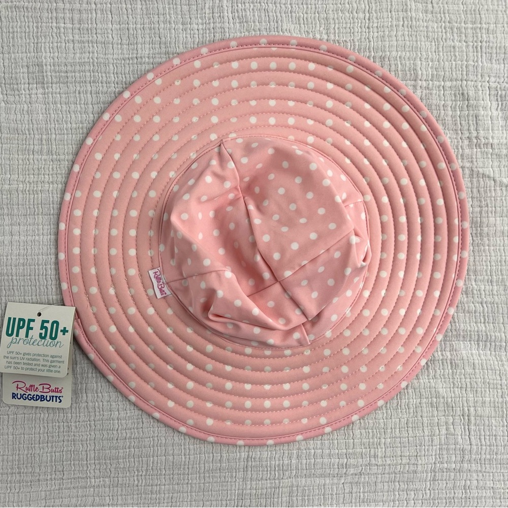 Ruffle Butts reversible pink and white sun hat